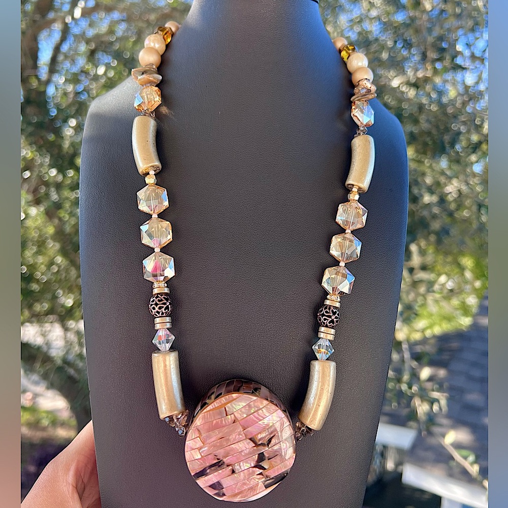 Hand Crafted Artisan Necklace✨ Champagne Lux